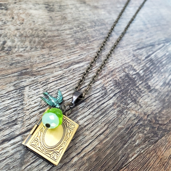 Jewelry - 💎2/$30 Brass book locket with charms necklace